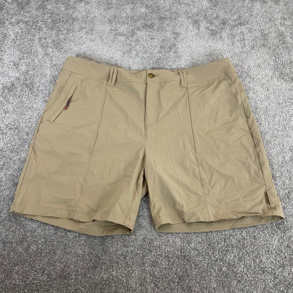 ZeroXposur Shorts Mens XXL Performance Hiking Nylon Stretch Zip Pocket Tan 2XL